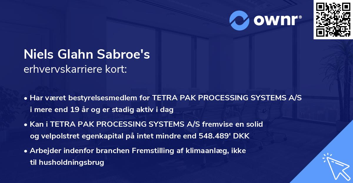 Niels Glahn Sabroe's erhvervskarriere kort