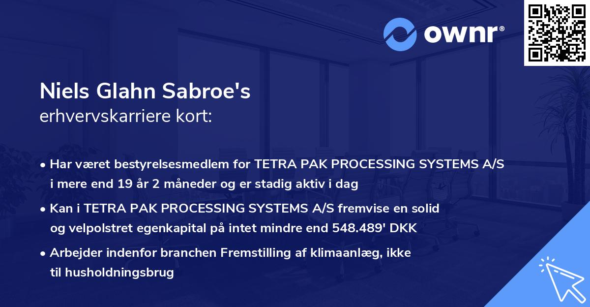Niels Glahn Sabroe's erhvervskarriere kort