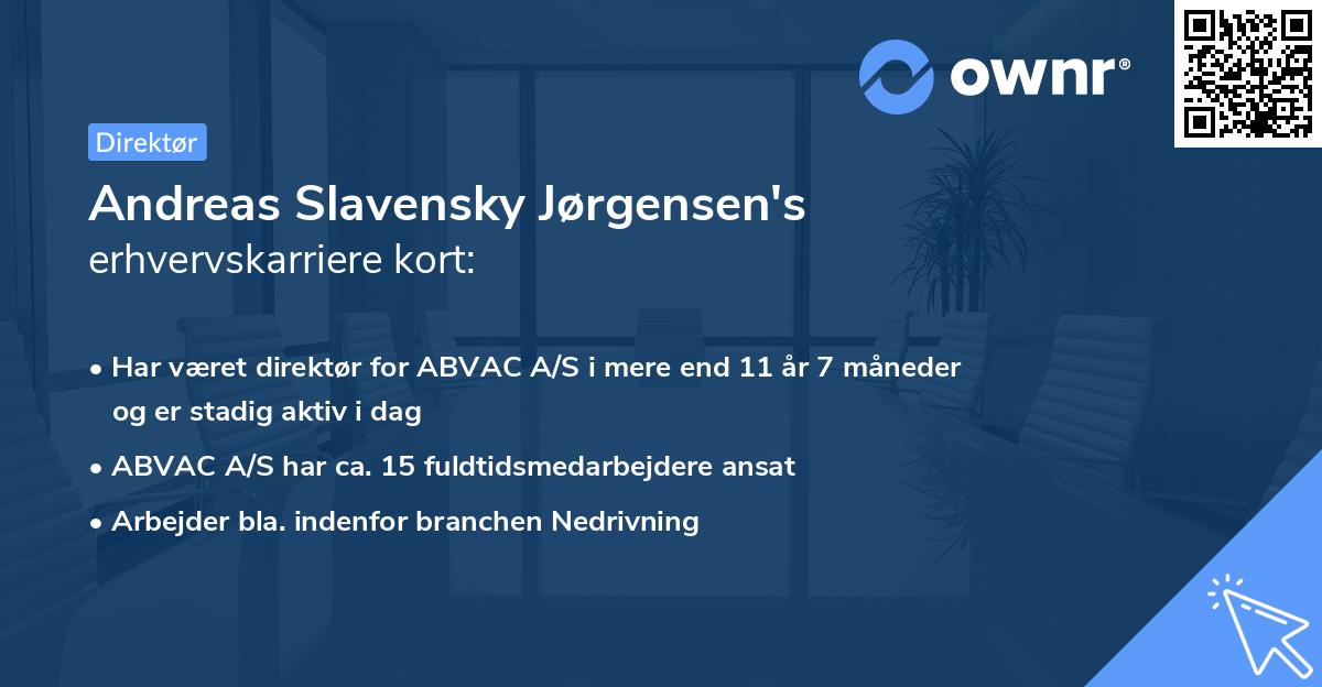 Andreas Slavensky Jørgensen's erhvervskarriere kort