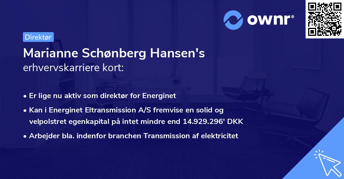 Marianne Schønberg Hansen's erhvervskarriere kort
