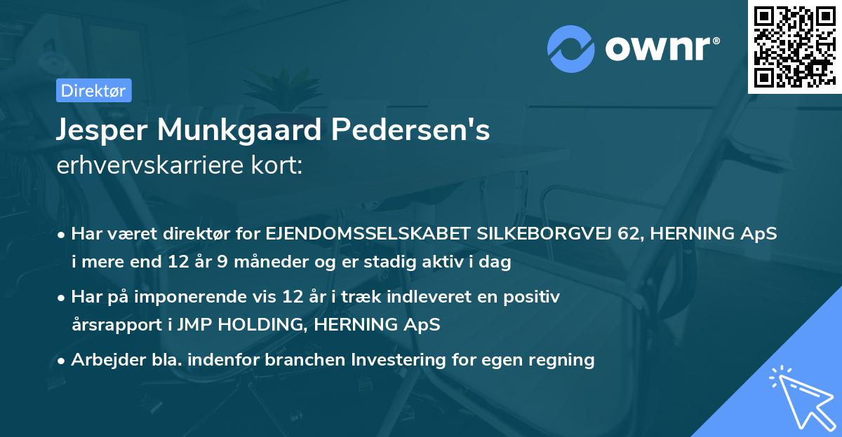 Jesper Munkgaard Pedersen's erhvervskarriere kort