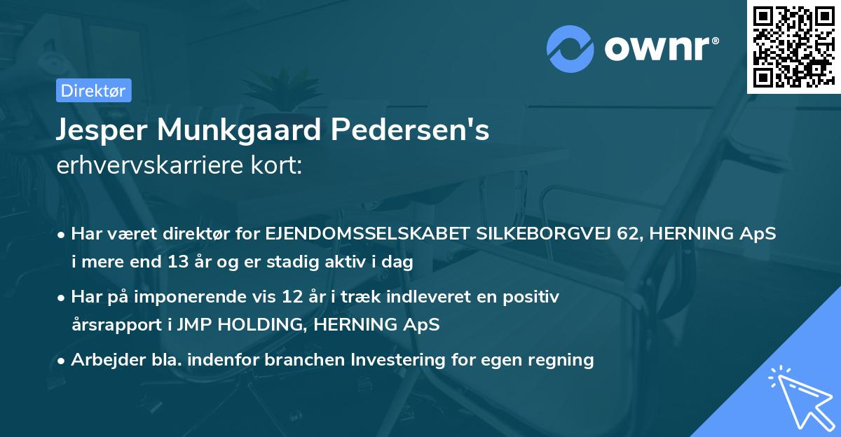 Jesper Munkgaard Pedersen's erhvervskarriere kort