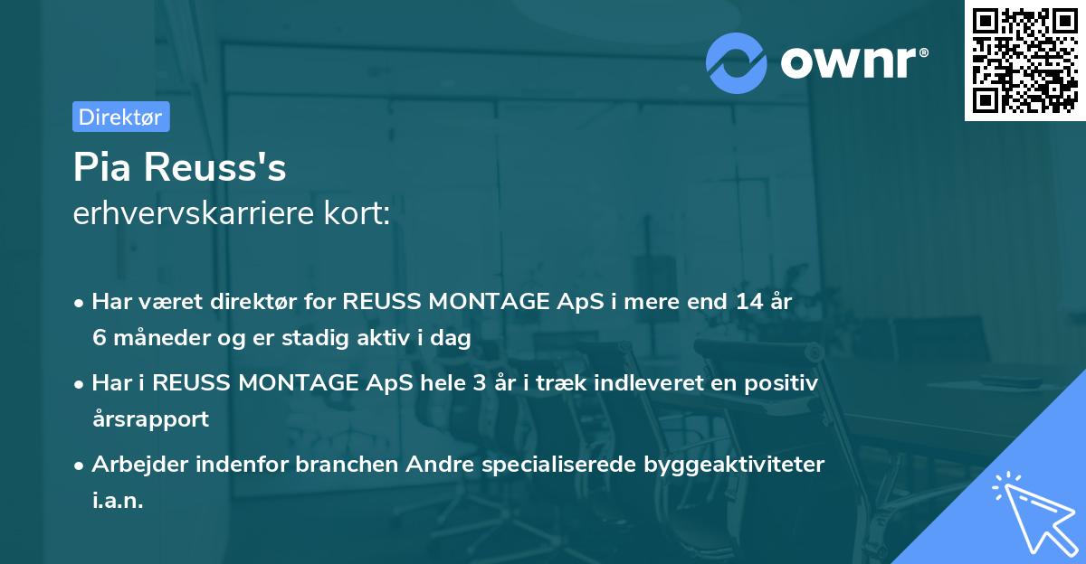 Pia Reuss's erhvervskarriere kort