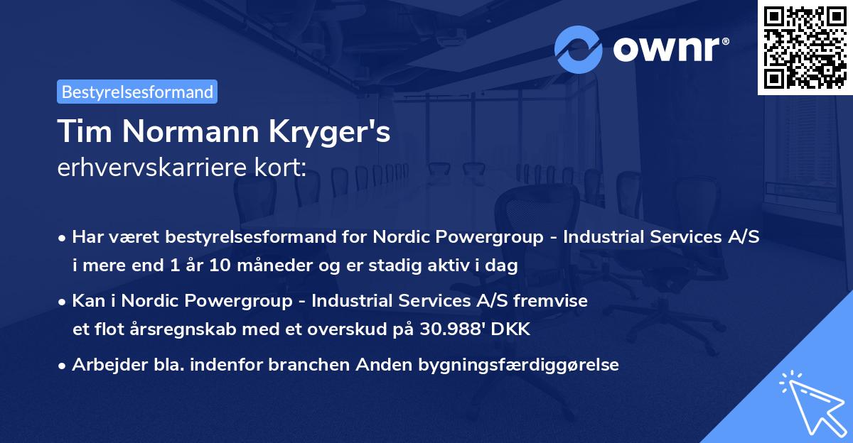 Tim Normann Kryger's erhvervskarriere kort