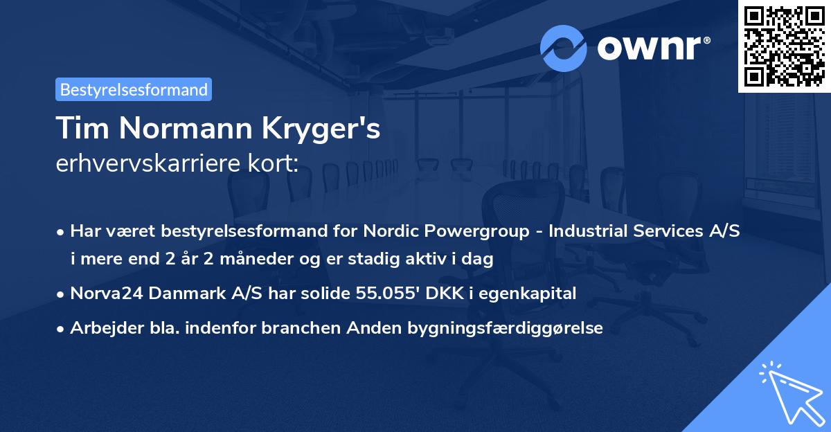 Tim Normann Kryger's erhvervskarriere kort