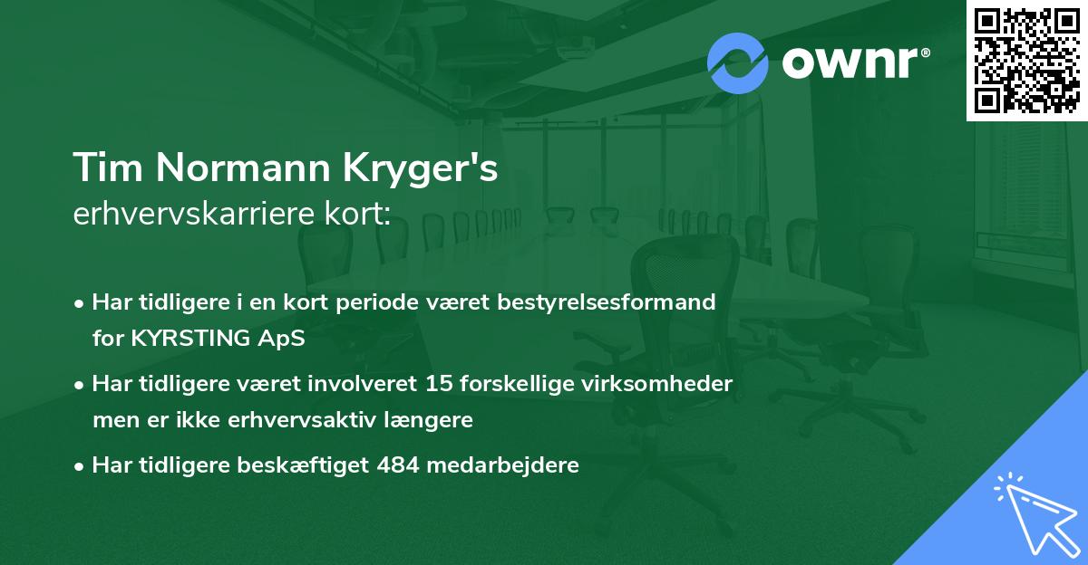 Tim Normann Kryger's erhvervskarriere kort