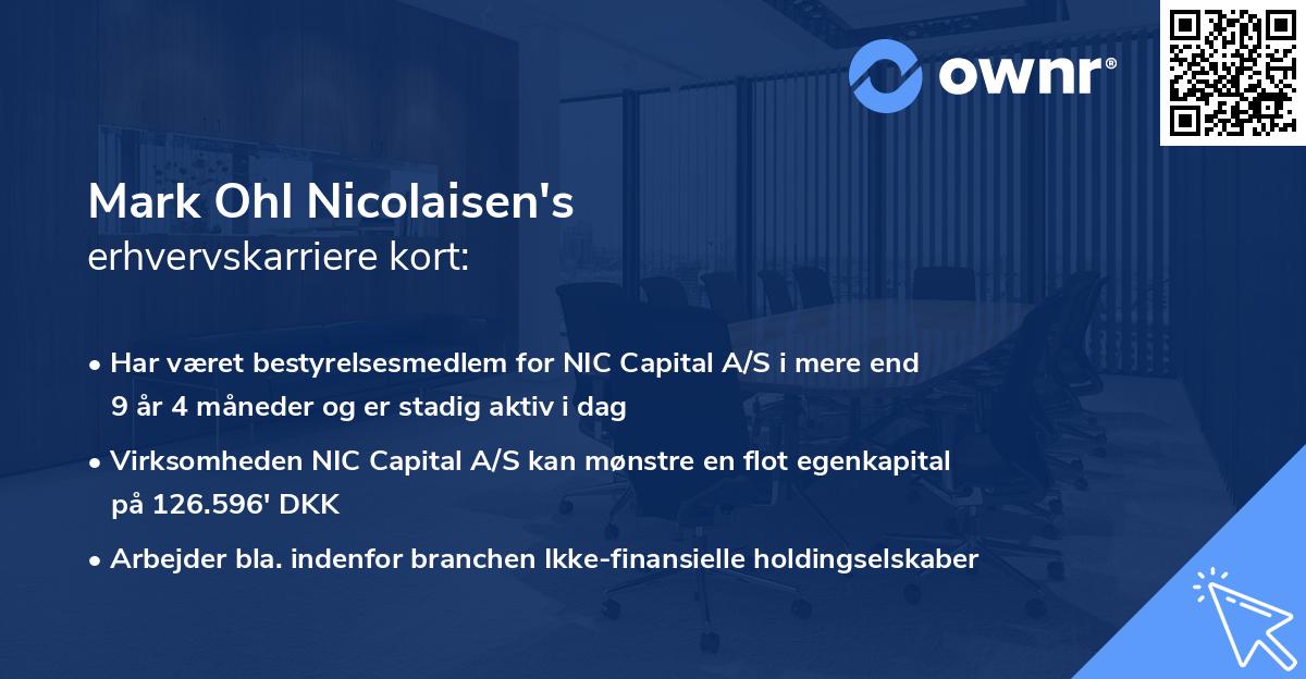 Mark Ohl Nicolaisen's erhvervskarriere kort