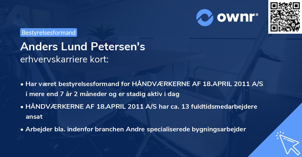 Anders Lund Petersen's erhvervskarriere kort