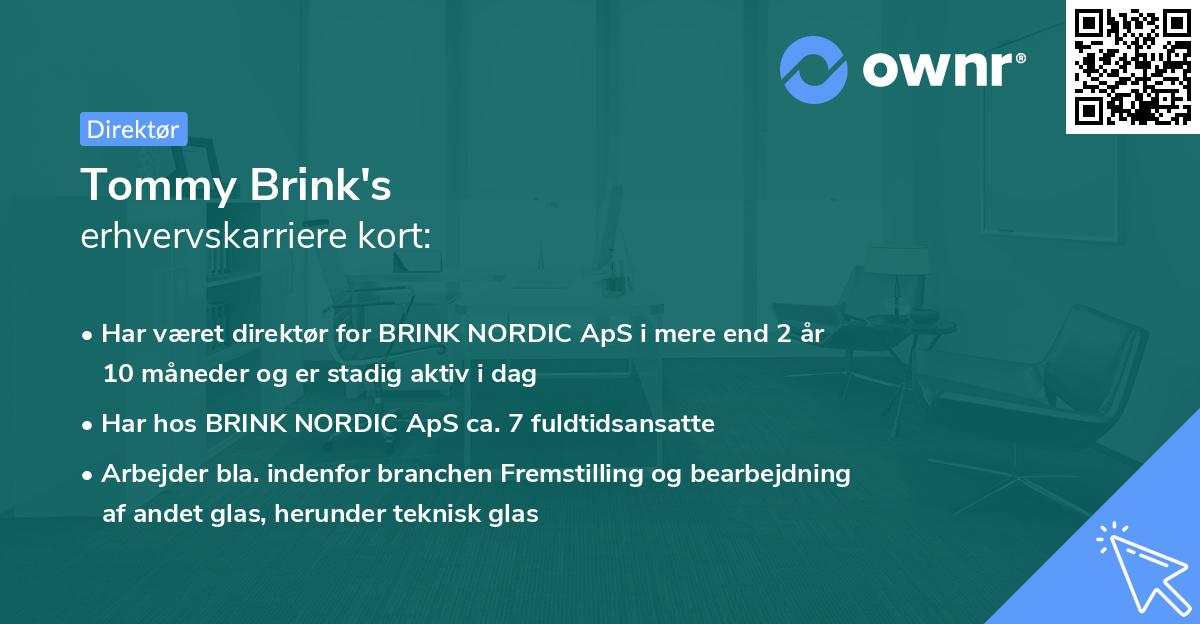 Tommy Brink's erhvervskarriere kort