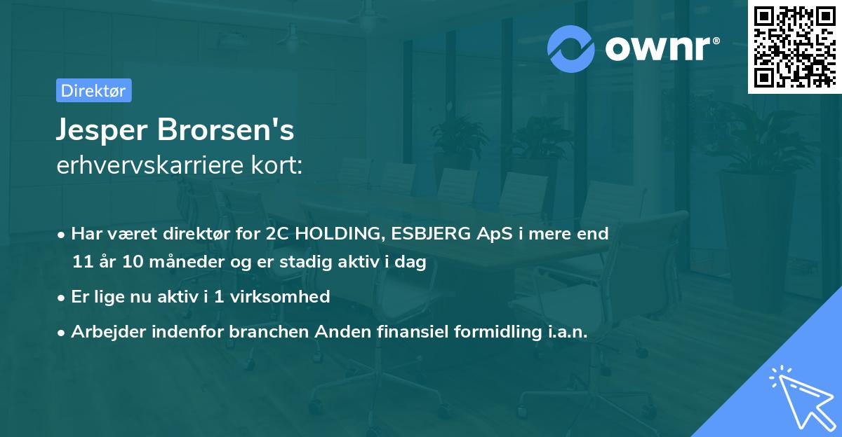 Jesper Brorsen's erhvervskarriere kort