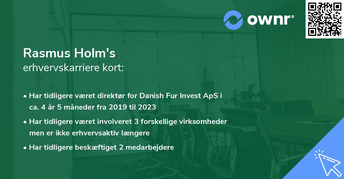 Rasmus Holm's erhvervskarriere kort