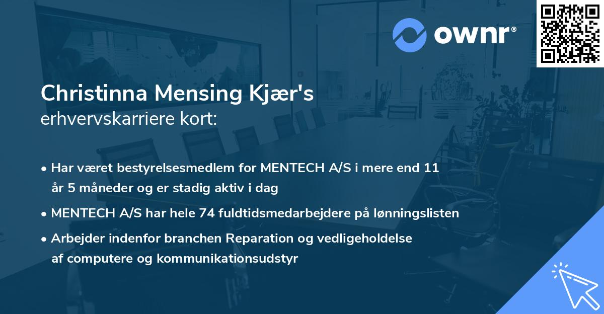 Christinna Mensing Kjær's erhvervskarriere kort