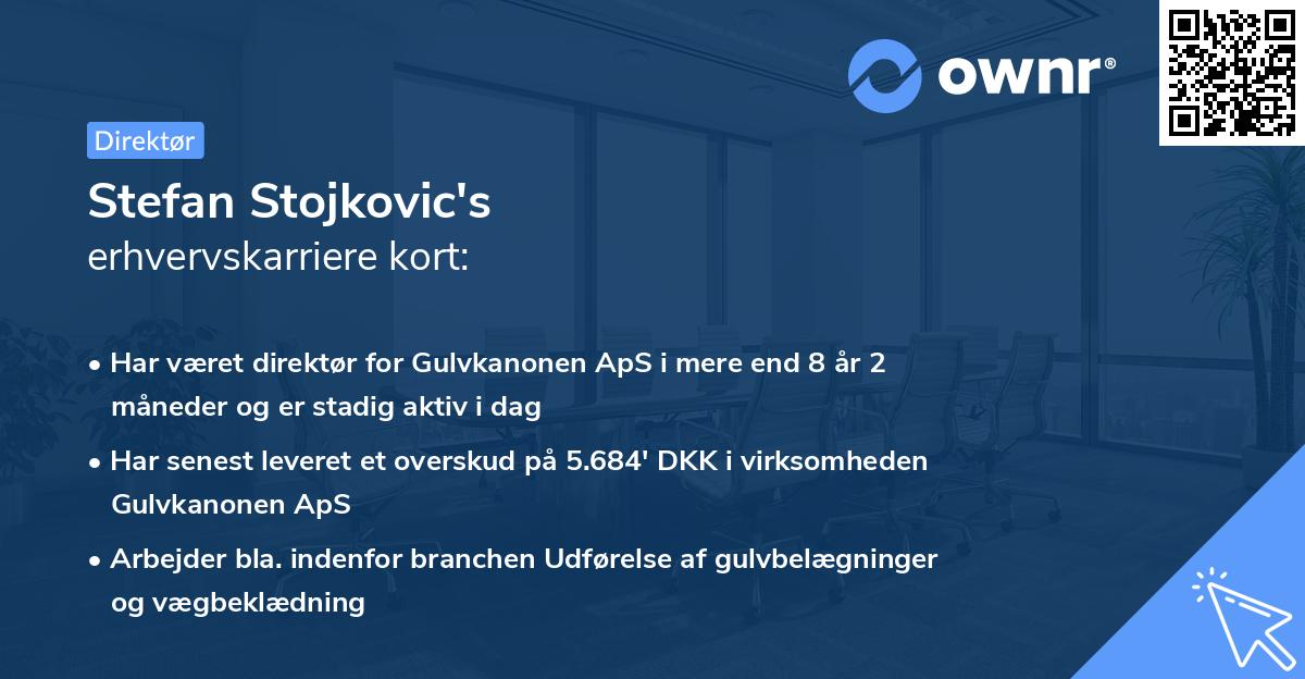 Stefan Stojkovic's erhvervskarriere kort