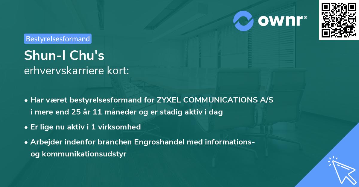 Shun-I Chu's erhvervskarriere kort