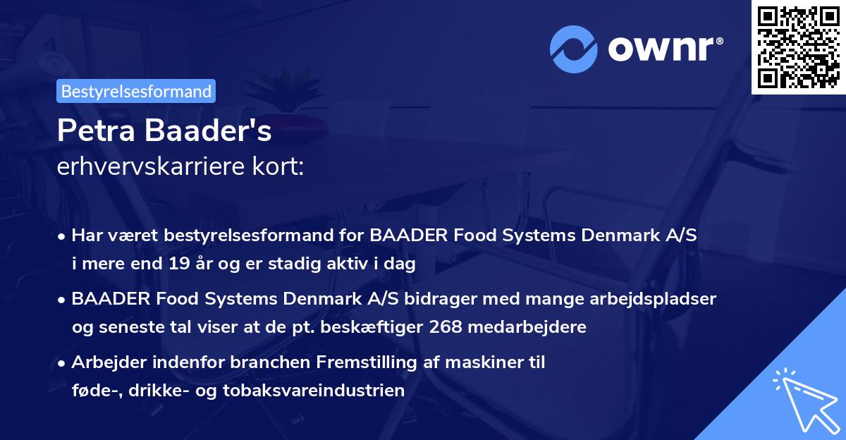 Petra Baader's erhvervskarriere kort