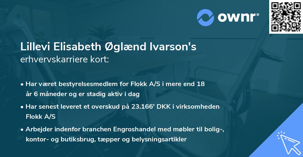 Lillevi Elisabeth Øglænd Ivarson's erhvervskarriere kort