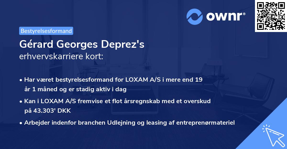 Gérard Georges Deprez's erhvervskarriere kort