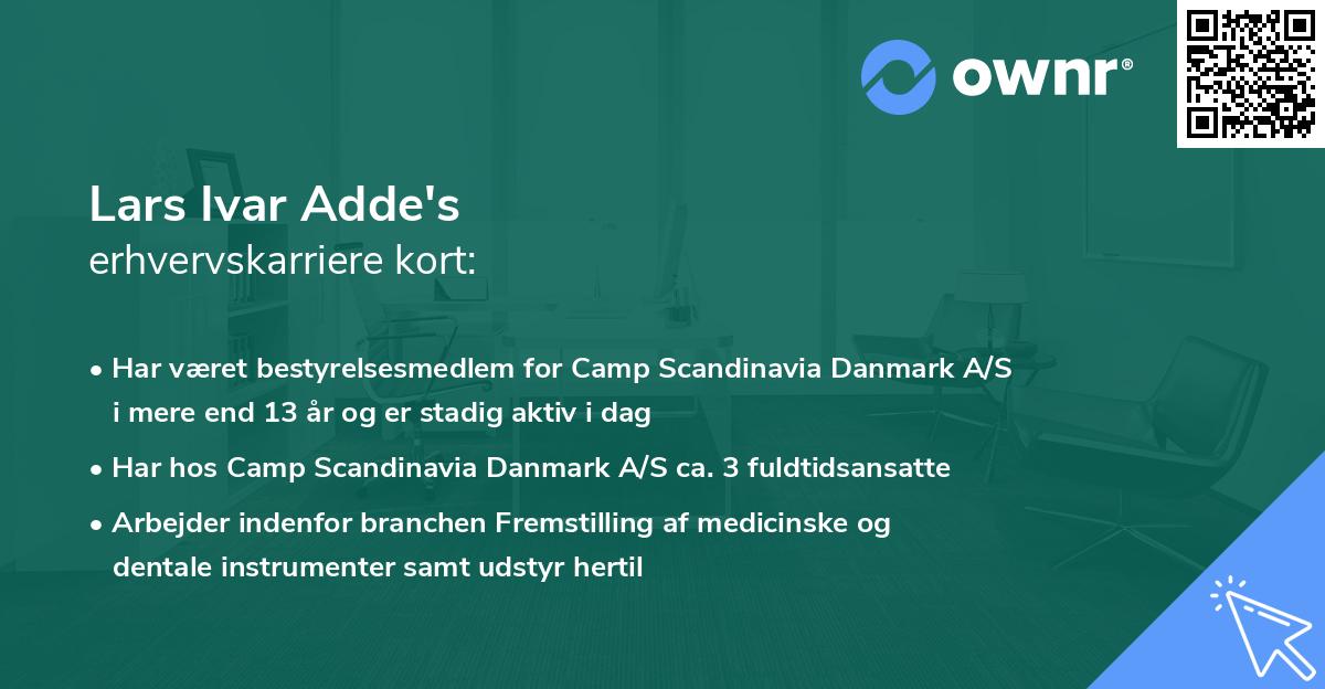 Lars Ivar Adde's erhvervskarriere kort