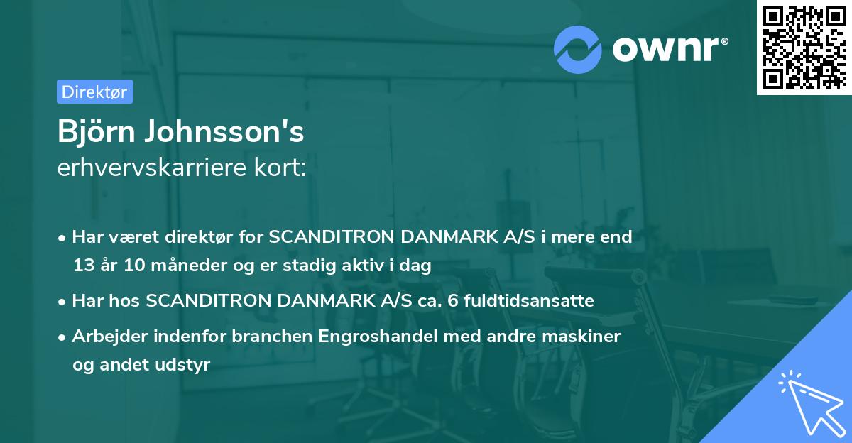 Björn Johnsson's erhvervskarriere kort