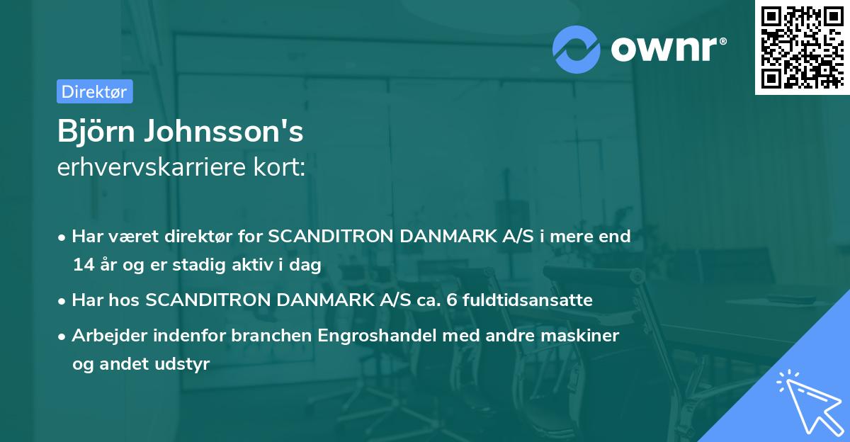 Björn Johnsson's erhvervskarriere kort