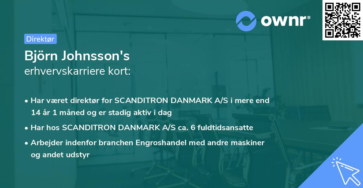 Björn Johnsson's erhvervskarriere kort