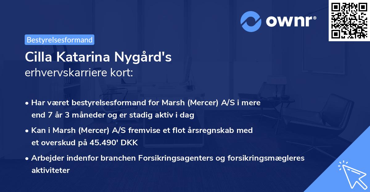 Cilla Katarina Nygård's erhvervskarriere kort