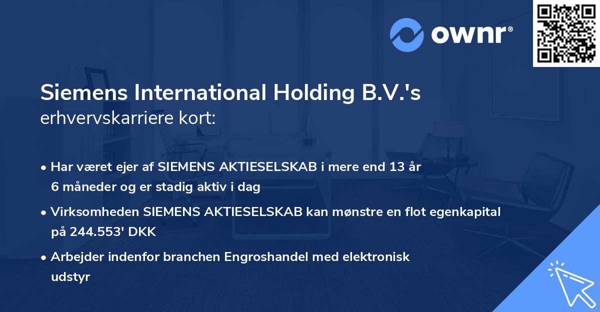 Siemens International Holding B.V.'s erhvervskarriere kort