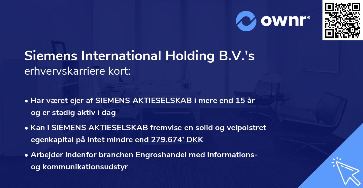 Siemens International Holding B.V.'s erhvervskarriere kort