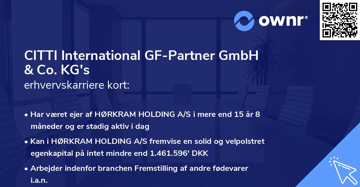 CITTI International GF-Partner GmbH & Co. KG's erhvervskarriere kort