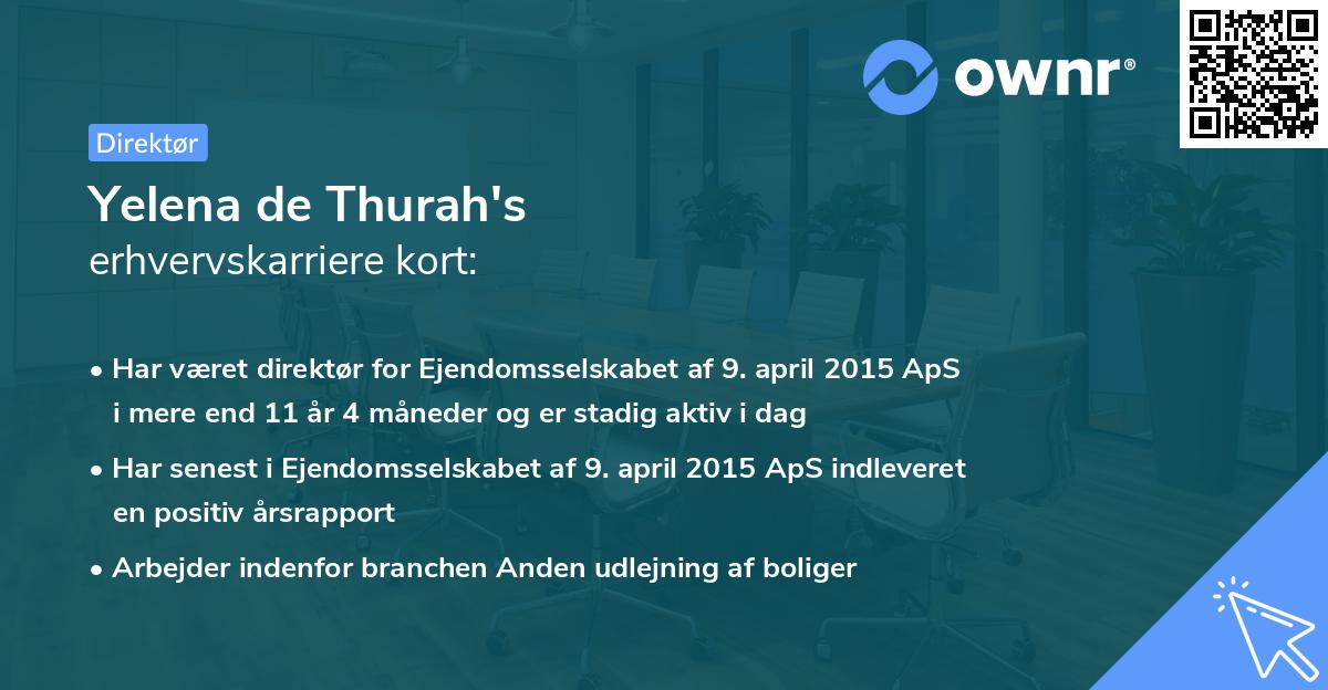 Yelena de Thurah's erhvervskarriere kort