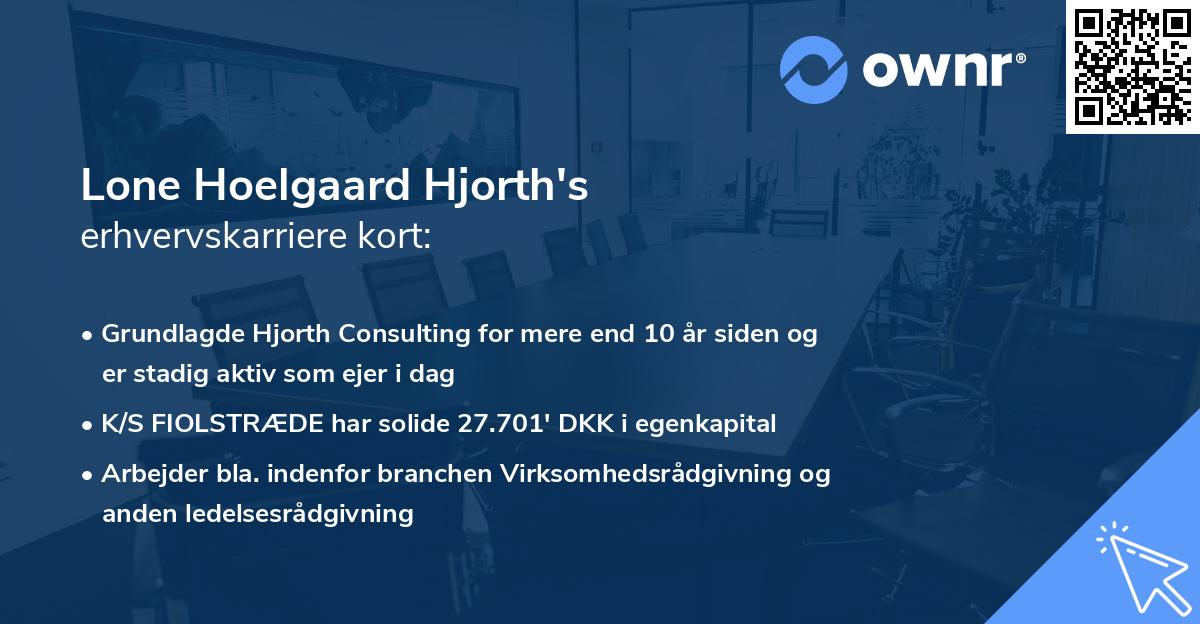 Lone Hoelgaard Hjorth's erhvervskarriere kort