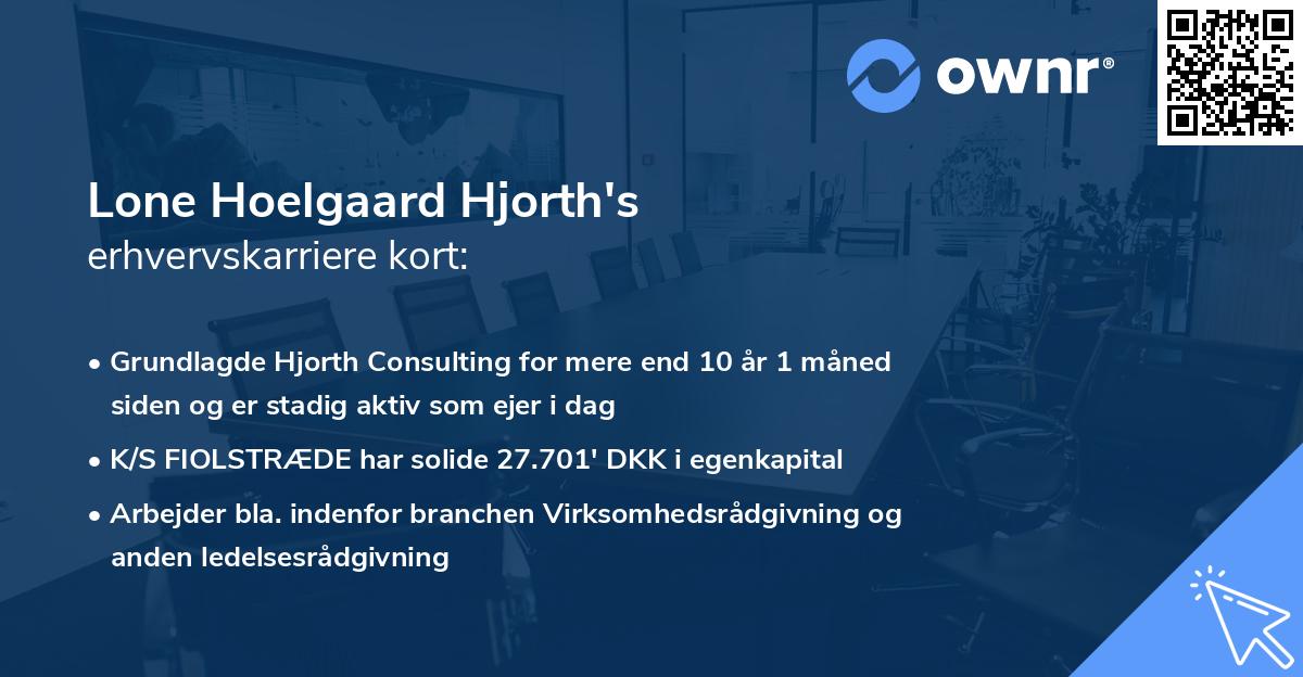 Lone Hoelgaard Hjorth's erhvervskarriere kort
