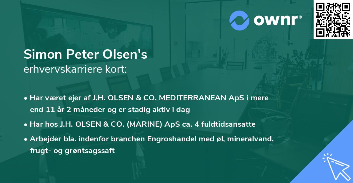 Simon Peter Olsen's erhvervskarriere kort