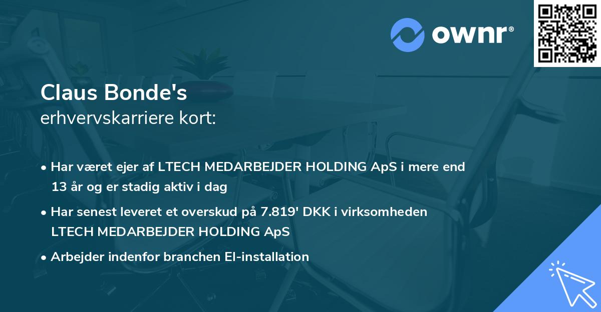 Claus Bonde's erhvervskarriere kort