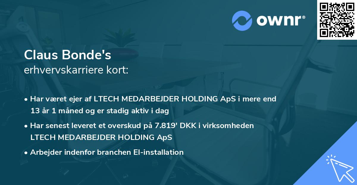 Claus Bonde's erhvervskarriere kort