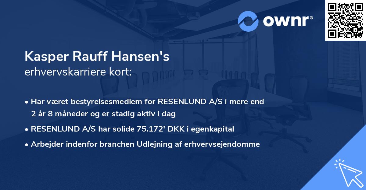 Kasper Rauff Hansen's erhvervskarriere kort