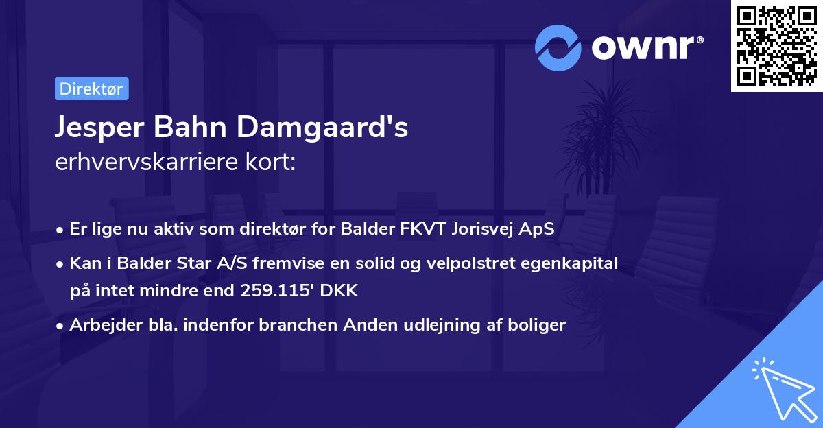 Jesper Bahn Damgaard's erhvervskarriere kort