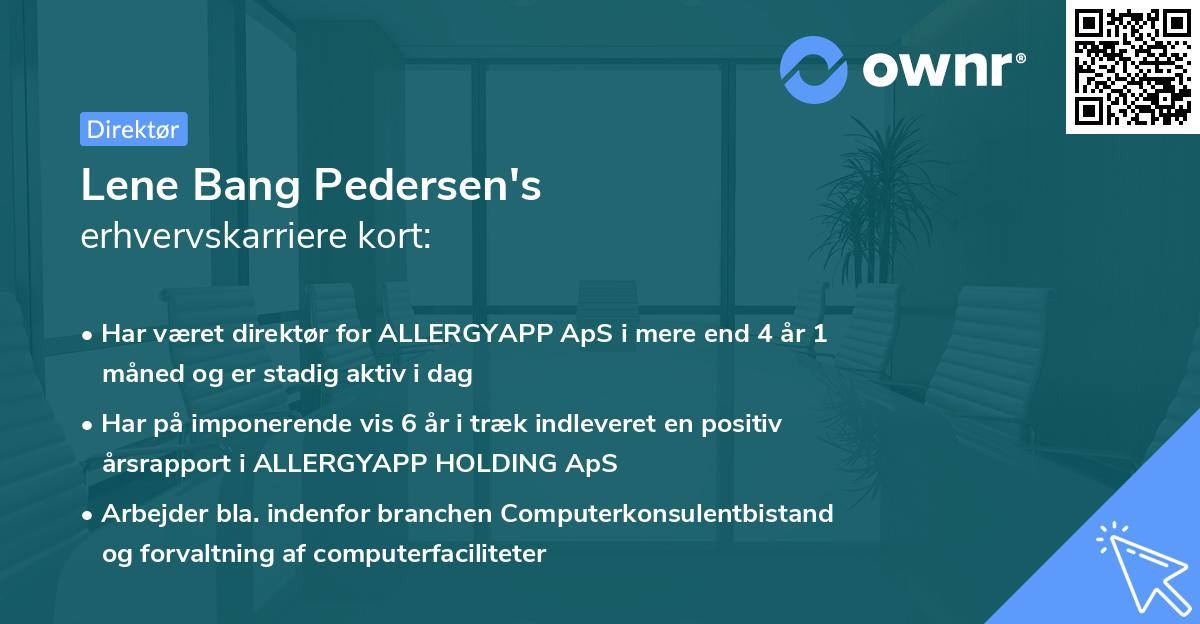 Lene Bang Pedersen's erhvervskarriere kort