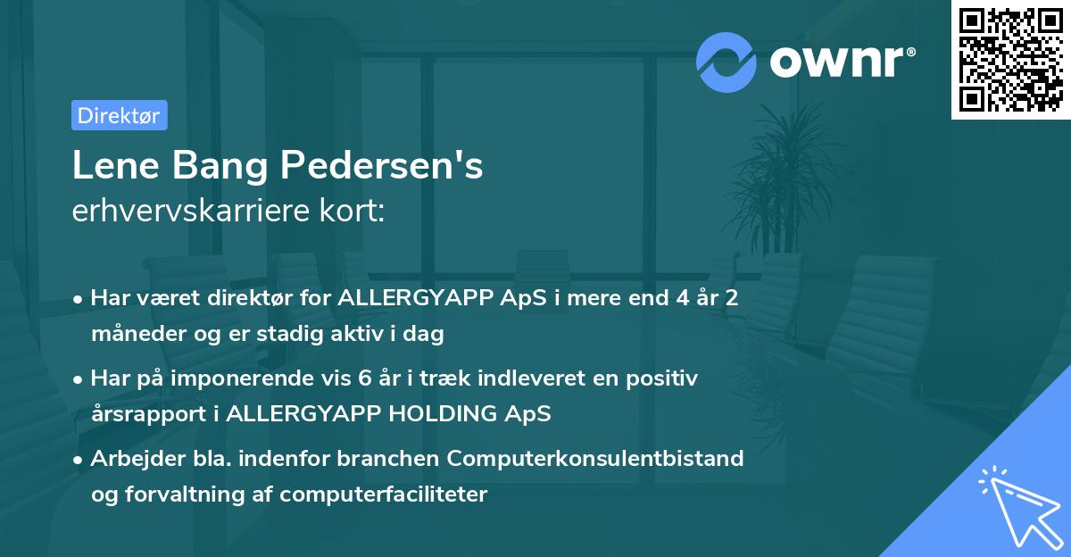 Lene Bang Pedersen's erhvervskarriere kort