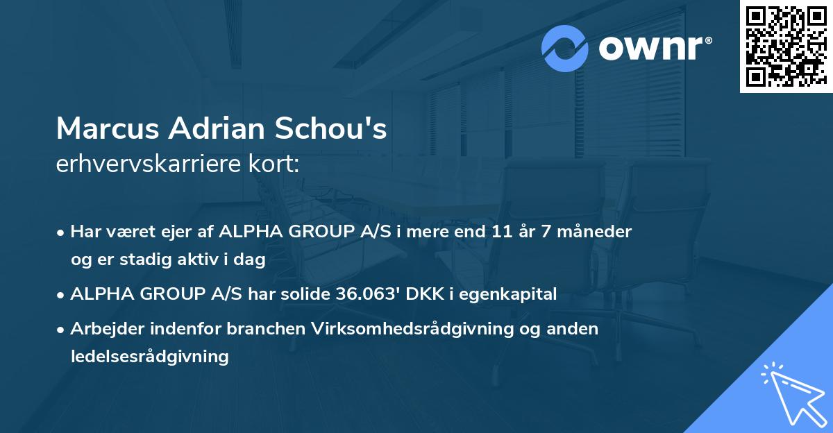 Marcus Adrian Schou's erhvervskarriere kort