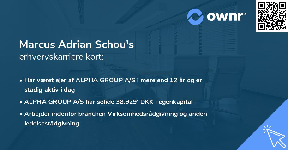 Marcus Adrian Schou's erhvervskarriere kort