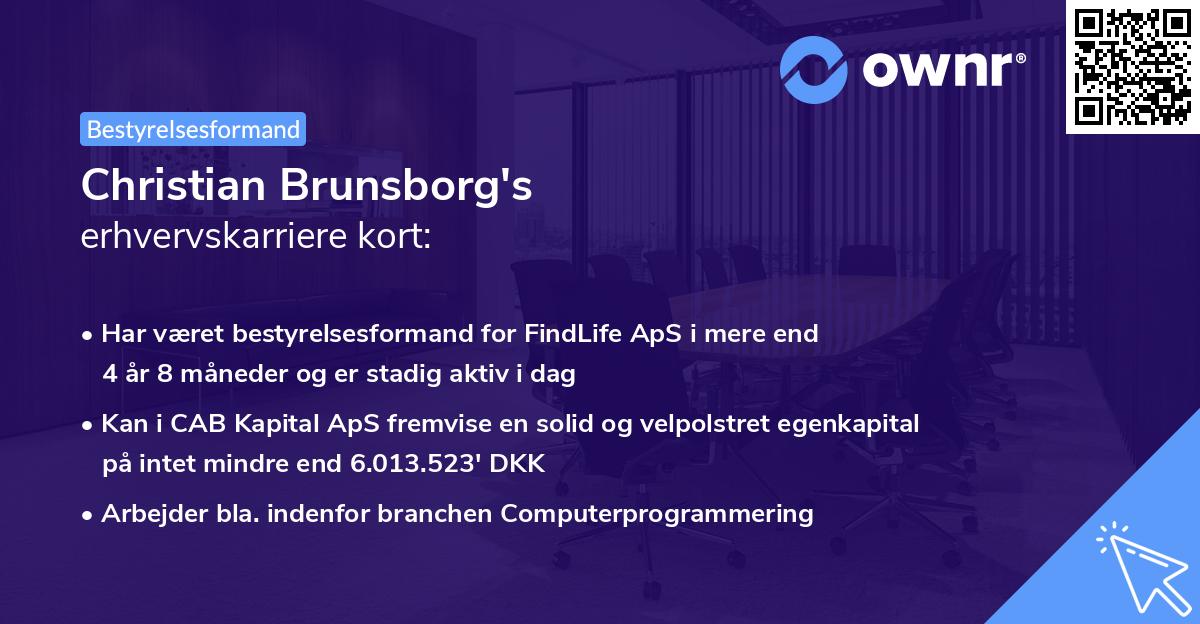 Christian Brunsborg's erhvervskarriere kort