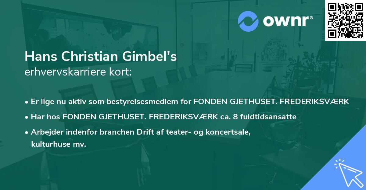 Hans Christian Gimbel's erhvervskarriere kort