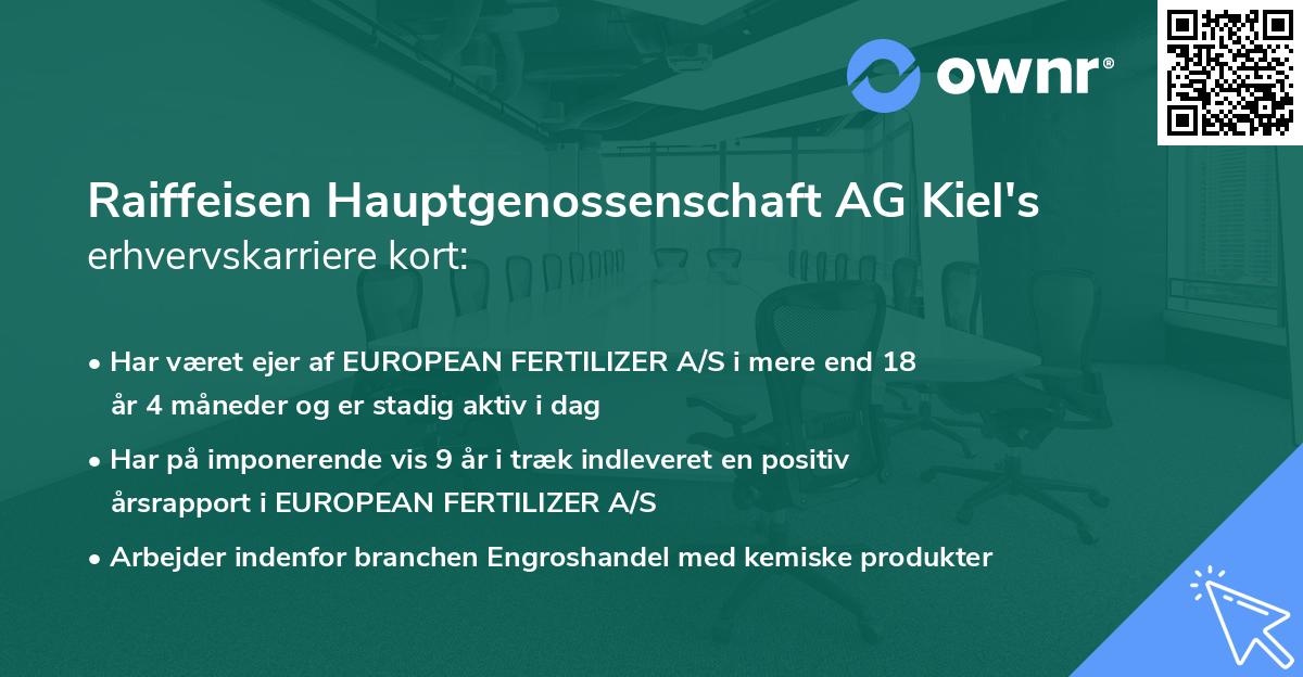 Raiffeisen Hauptgenossenschaft AG Kiel's erhvervskarriere kort