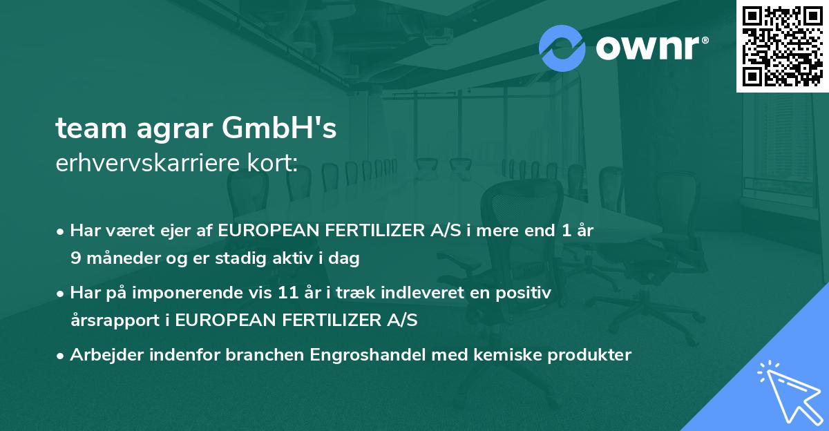 team agrar GmbH's erhvervskarriere kort