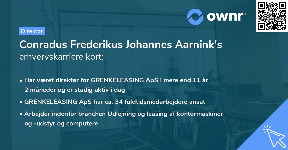 Conradus Frederikus Johannes Aarnink's erhvervskarriere kort