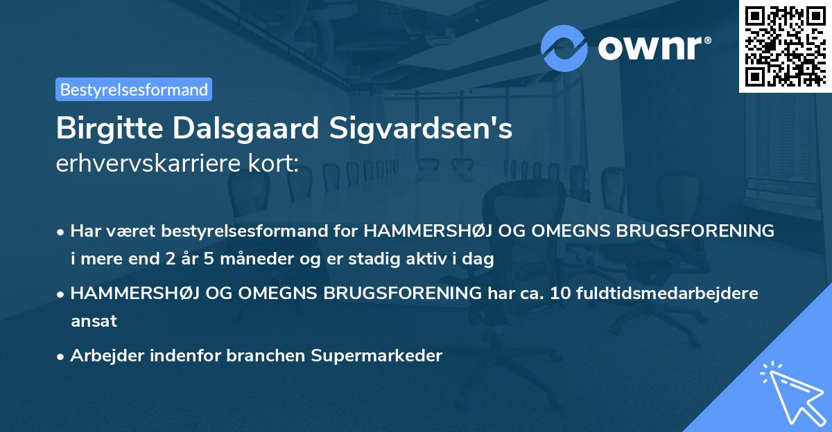 Birgitte Dalsgaard Sigvardsen's erhvervskarriere kort