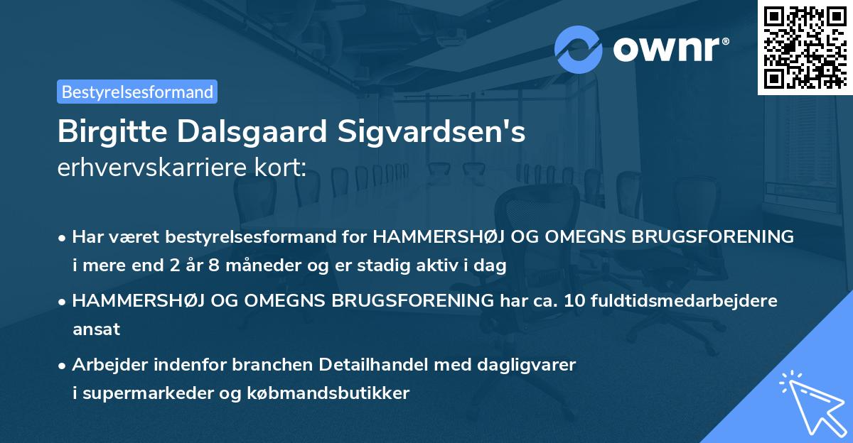 Birgitte Dalsgaard Sigvardsen's erhvervskarriere kort