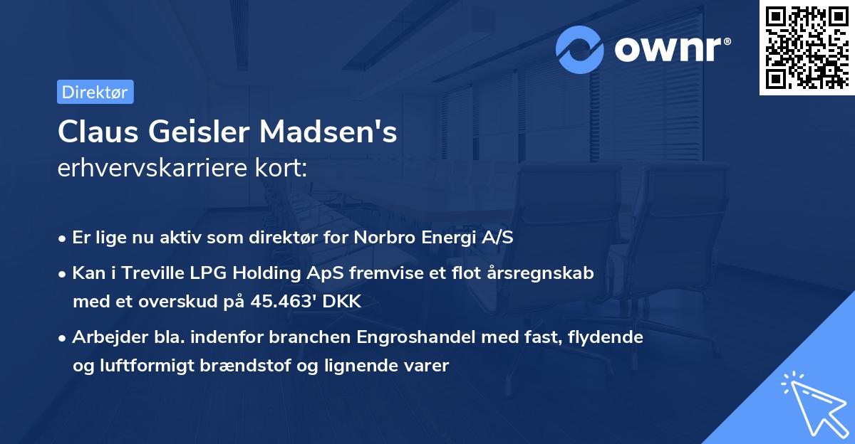 Claus Geisler Madsen's erhvervskarriere kort