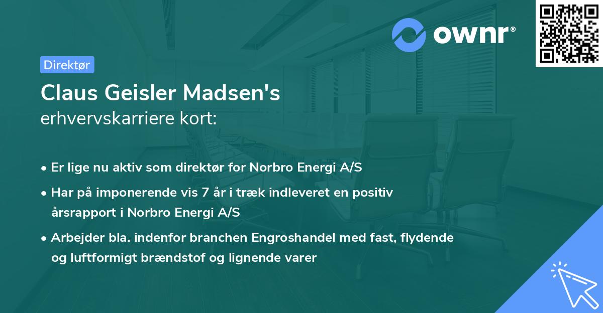 Claus Geisler Madsen's erhvervskarriere kort